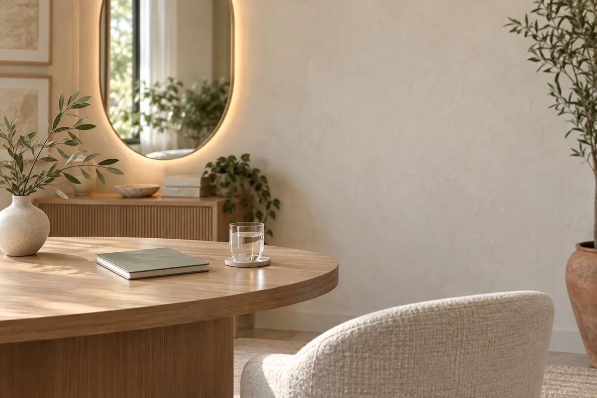 Illustrative calm room arranged for a conversation
