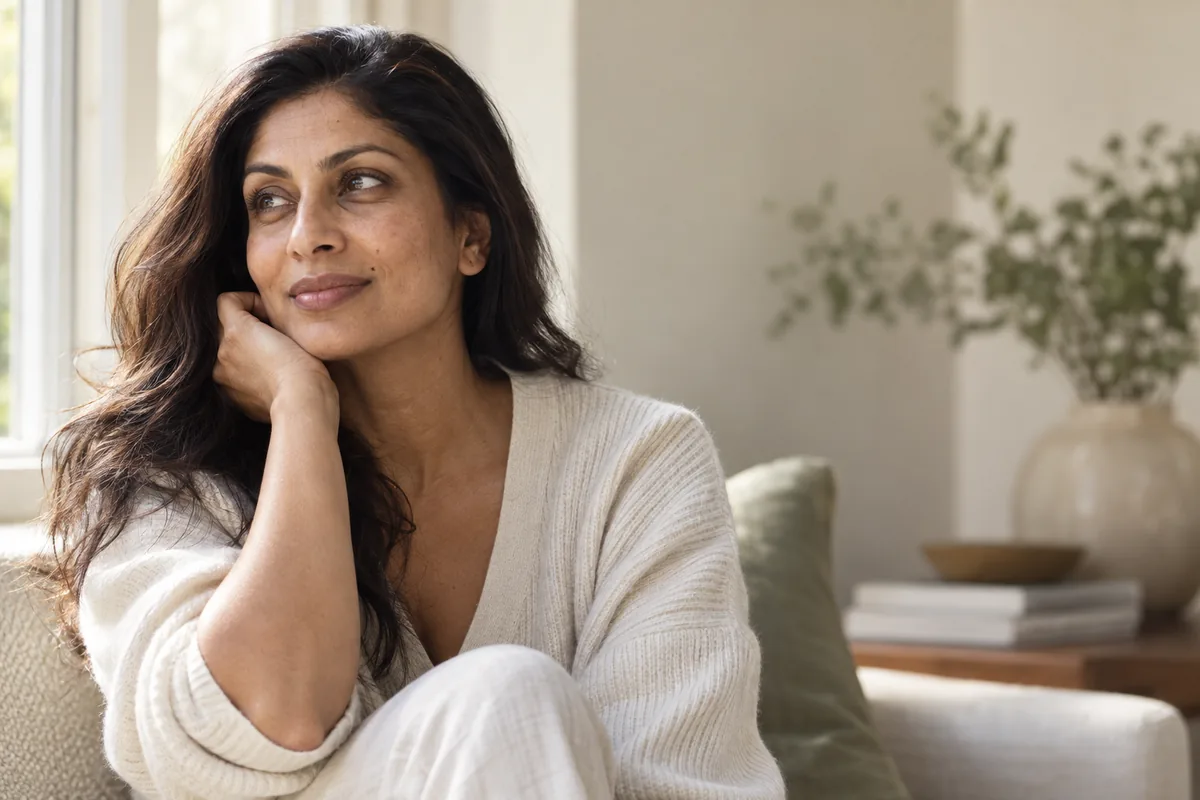 Editorial portrait of a woman in warm light