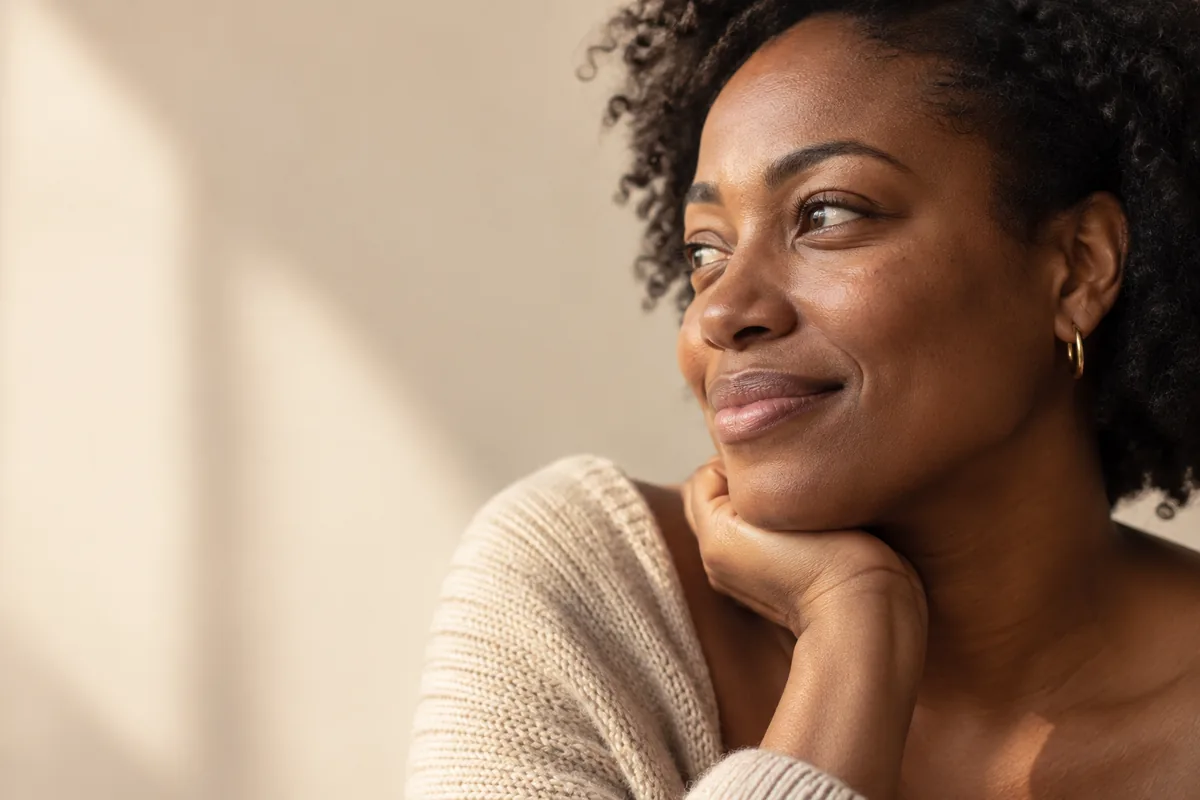 Editorial portrait showing natural, unretouched skin texture